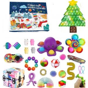 Calendrier de l'Avent de No&euml;l 2024, jouets anti-stress, jouets assis anti-stress, bo&icirc;te aveugle de No&euml;l, cadeau de f&ecirc;te pour enfants - Neuf