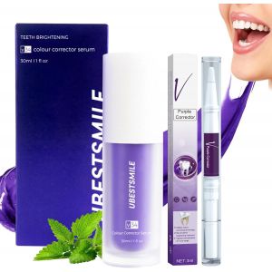 1Pcs Toothpaste Whitening Purple Toothpaste Purple Whiting Pure Smile Mallow Whiter Color Corrector Serum Toothpaste Whiter For Teeth Whitening - Neuf