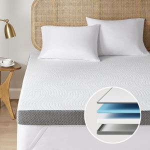 Ulteronixshop-Surmatelas 160x200, &Eacute;paisseur 8cm, Surmatelas Gel Infus&eacute; memoire de Forme 160x200 cm, Ergonomique, Respirant Hypoallerg&eacute;nique avec Housse Amovible et Lavable - Neuf