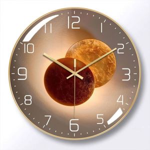 Horloge murale silencieuse de 30 cm pour salon, cuisine, design moderne, horloge murale à quartz suspendue de 30 cm (Vénus Gold) - Neuf
