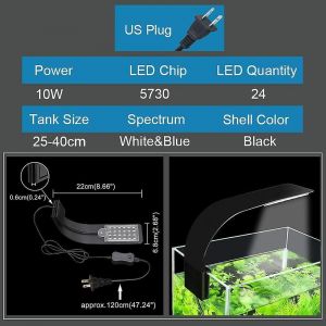 X5 Virgo 24 Led Lumi&egrave;re D'aquarium 10w Lampe &Agrave; Pince &Eacute;clairage Des Plantes Aquatiques Pour Aquarium De 10-15 Pouces - Neuf