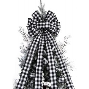 Plaid Décoration D'arbre De Noël (Rouge Et Noir) 57 X 13 Pouces, Blanc Et Noir Le Tissu À Carreaux Les Arcs Décoratifs Pour La Décoration De Noël - Neuf