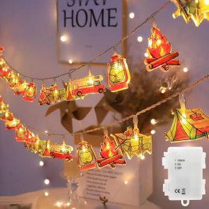 Guirlande Lumineuse Camping Ext&eacute;rieur 2.5m 20led Lumi&egrave;re Batterie Minuterie Ip65 Convient Pour D&eacute;corations Camping En Plein Air Jardin F&ecirc;tes - Neuf