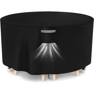 Ulteronixshop-Housse Salon De Jardin Exterieur Avec A&eacute;rations, Imperm&eacute;able, R&eacute;sistant Au Vent, Anti-Uv Tissu Oxford 420d Bache Meubles Housse De Protection Table De Jardin, Ronde (&Oslash;128x71cm) - Noir - Neuf