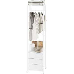 Ulteronixshop-Porte-Manteaux, Portant &agrave; V&ecirc;tements avec Tiroirs, Organisateur de V&ecirc;tements Autoportant, Porte-Manteau avec Tringle pour pour Entr&eacute;e, Chambre, Salon, 39&times;29&times;179CM Blanc HGR001W - Neuf