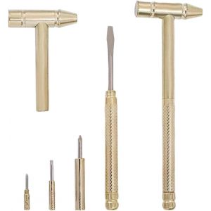 ERYI-Petit Marteau 6 En 1, Mini Marteau Multifonction Portable En Métal Avec Tournevis Cruciforme À Tête Plate Et Marteau À Panne Fendue (Doré) - Neuf