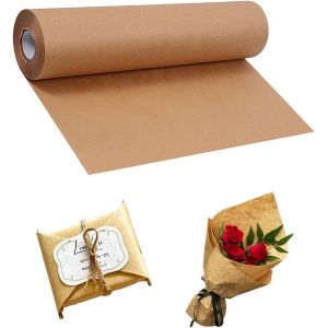 Papier Cadeau En Papier Kraft Naturel Recycl&eacute;-Largeur : 30 Cm-Pour Artisanat,Anniversaires,No&euml;l (Marron,5 M) - Neuf