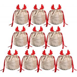 10pcs Bonbons de No&euml;l Bois Sac de Velours de Cha&icirc;ne de Tirage Partie d'enveloppe de Cadeau,Sacs r&eacute;utilisables Pour Cadeau de friandises - Neuf