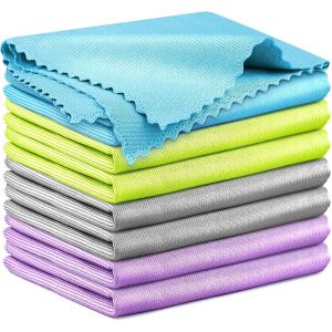 Chiffon Magique Microfibre, 8X Serviette sans Trace Absorbant Polissage, Lingette Essuie Verre Vitre Lunette Vaisselle Cuisine Menage Voiture, Torchon Nettoyage Lavable, 40x30 CM - Neuf