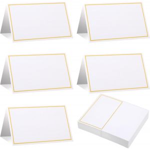 KALANKA-Lot de 100 cartons de table vierges avec bord dor&eacute;, cartes de table, cartes de table, cartes de table, cartes de table, cartes de place, mariage, buffet, &eacute;tiquettes nominatives pour anniversa - Neuf