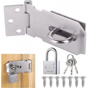 Moraillon de cadenas agrafé avec cadenas et vis Cadenas agrafé robuste,serrure de porte étanche - Neuf