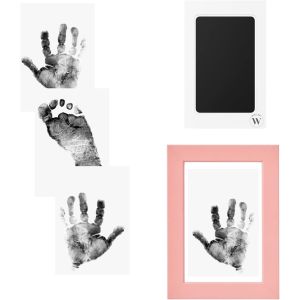Yemaesre-Kit D'empreintes De Mains Et De Pieds De Bébé Avec Cadre Photo, Cadeau De Naissance, Sans Encre Pour Les Mains Et Les Pieds Nouveau-Nés (Rose) - Neuf