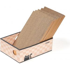 Griffoir Avec 4 Grattoir Chat Carton&2 Bo&icirc;tes S&eacute;par&eacute;es&1 Balle Chats&1 Poisson Chat, 2-En-1 Griffoirs Pour Chats Plusieurs Chatons Jouet Interactif Id&eacute;es De Cadeaux Pour Les Anniversaires - Neuf