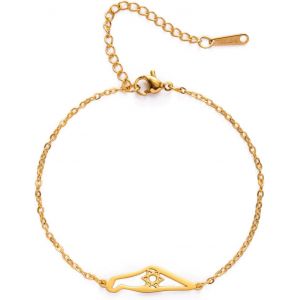 Kal-Collier Avec Pendentif &Eacute;toile De David Isra&euml;l Et Carte De La Palestine En Acier Inoxydable Pour Homme Et Femme - Neuf