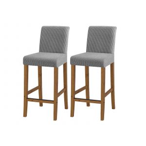 Lot de 2 housses extensibles grises pour tabourets de bar et chaises de salle &agrave; manger - Neuf