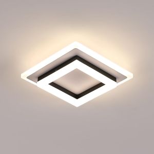 Plafonnier Led Moderne, 24w 2700lm Lampe De Plafond Noir Carr&eacute;, Luminaire Plafonnier Led Pour Salon Couloir Coucher Salle De Bains Cuisine, 4500k Lumi&egrave;re Neutre, 20cm - Neuf