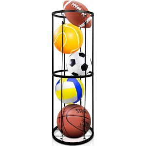 Acdsgd-99x33cm Rack &Agrave; Balles Vertical &Agrave; Avec Roulettes, Porte Ballon Basket Murale, Support Ballon Foot Pour Basket-Ball, Football, Volley-Ball, Rugby - Neuf
