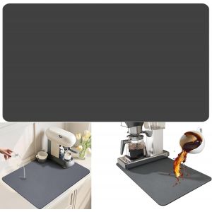 Kalanka-Gris Foncé Tapis Absorbant Vaisselle 60 Cm X 50 Cm, Tapis Egouttoir Vaisselle, Tapis De Machine À Café, Super Absorbant Tapis Cafetiere, Tapis Antidérapant Pour Bar À Café De Déversement - Neuf