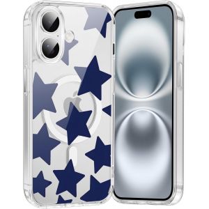 Kal-Coque Magnétique Pour Iphone 16 Plus 6,7"", Compatible Avec Magsafe, Transparente Fille Etui Avec Aesthetic Motif Etoile Dessin, Souple Silicone Mince Tpu Bumper Case Antichoc Protection Housse - Neuf