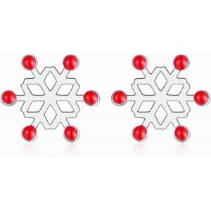 Kal-Boucles D'oreilles De Noël En Argent Sterling 925 Pour Femme - Flocon De Neige - Avec Perle De Zircone Cubique - 10 Mm - Pour Dormir - Avec Boîte Cadeau - Neuf
