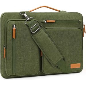 Laptop Bag, Laptop Bag 13-13.3 Inches Compatible with Macbook, HP, Dell, Laptop Bag, Open Side Messenger Bag with 4 Zipper&Handle Pockets, Olive Green - Neuf