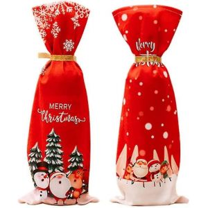 Bouteille de vin de Noël Bouchon Sac 2 Pièces Bouteille de Vin Rouge Remplissage Sac De Noël Décoration - Neuf