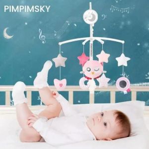 Mobile Musical Pour Lit B&eacute;b&eacute; - Pimpimsky - Jouet Musaical Endormant - Poussette Rotative 360&deg; - Rose - Neuf