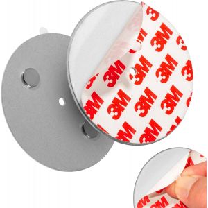 Plaque Aimant&eacute;e adh&eacute;sive pour D&eacute;tecteur de Fum&eacute;e 3 Supports Magn&eacute;tiques Autocollants &Oslash; 70mm - avec Trou de per&ccedil;age suppl&eacute;mentaire - Neuf