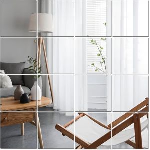 SUBZONAL-Lot de 10/16 miroirs autocollants en acrylique pour murs, carreaux de miroir HD, sans verre, incassable, miroir &agrave; coller, pour maquillage, entra&icirc;nement &agrave; la maison, salle de sport, couloir - Neuf