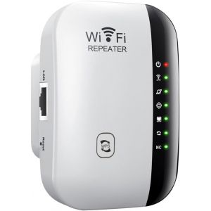 ChenQuanSarl-Amplificateur Wi-Fi Avec Pr , Répéteur Wifi 300 Mbit/S, Répéteur Wi-Fi 2,4 Ghz Avec Wps, Amplificateur Internet Pour Jusqu'À 3000 M² Et 30 Appareils, Câble Réseau Inclus (Blanc) - Neuf