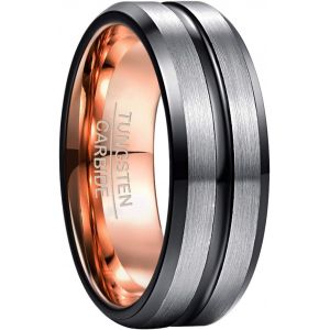 Bnhgc-Bague Homme/Femme En Tungstène 8mm, Bague Anneau De Mariage/Fiançailles/D'amitié/Bague De Qualité Multicolore Bijoux De Mode, Taille 47(15.0)-80(25.5) - Neuf
