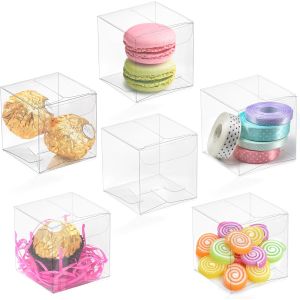 Mevronisshop-Lot De 100 Petites Bo&icirc;tes Cadeau En Plastique De 5 Cm - Transparent, De Qualit&eacute; Alimentaire Et En Forme De Cube - Petite Bo&icirc;te Cadeau Et Bo&icirc;te &Agrave; Cupcakes Pour Bonbons, Savon, Mariage Et - Neuf