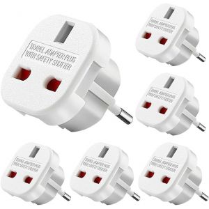 KALANKA-Adaptateur Prise UK vers France, 6 Pi&egrave;ces Adaptateur de Voyage Europe Francais, Adaptateur Prise pour la Connexion d'appareils &eacute;trangers, par ex. Allemagne Espagne France Italie - Neuf