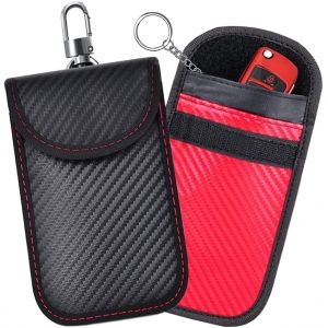 2 Pièces Pochettes Faraday pour Clés de Voiture,Sac Faraday de Blocage de Signal RFID de Voiture Étui pour Clés de Voiture d'Entrée Sans Clé Pochette de Protection de Sécurité de Voiture - Neuf
