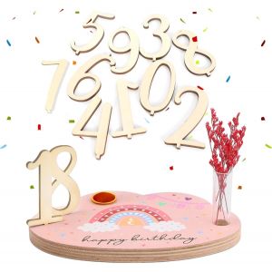 Eryi-16 Pièces Assiettes D'anniversaire Personnalisées Bougeoir En Bois Anniversaire Support Pour Bougie Porte Avec Numéro 0-9 Décoration Pour Cadeau Anniversaire Décoration D'anniversaire - Neuf