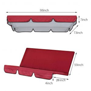 Ensemble de housses de balançoire de terrasse rouge 249 x 185 x 18 cm, 150 x 50 x 10 cm, 190T (housse de rechange pour balançoire + coussin de balançoire) - Neuf