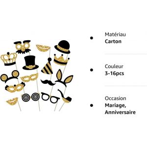 16 Pièces Photo Prop, Photobooth De Mariage Accessoire, Anniversaire Photobooth Kit De Décoration Accessoire, Evjf Accessoire De Décoration De Noël, Cadeau D'anniversaire Pour Fille Et Garçon - Neuf