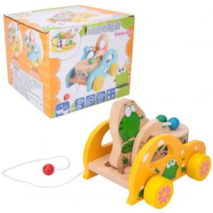 Jouet De Voiture A Tambour En Bois Pour Enfants, Jouet De Marche Pour Apprendre Aux Tout-Petits (Grenouille) - Neuf