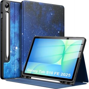 Coque Pour Samsung Galaxy Tab S10 Fe 10.9"" 2025 Avec Porte S Pen,Couverture Multi-Angles Avec Dos En Tpu Souple Pour Galaxy Tab S10 Fe Sm-X520/X526/X528,Réveil/Veille Automatique,Étoile Bleue - Neuf