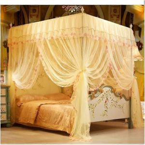 Moustiquaire de luxe europeenne, ciel de lit d'ete en dentelle avec cadre en metal (180x200cm) - Neuf