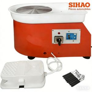 Tour De Potier-Sihao-Diam&egrave;tre 25 Cm, 280w - Tour De Potier Automatique - Amovible Et Portable - Outils De Sculpture En C&eacute;ramique Inclus - Orange - Neuf