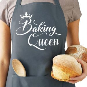 Loranka-Tabliers De Cuisson Amusants Pour Femme &iquest; Baking Queen &iquest; Tabliers De Cuisine R&eacute;glables Avec 2 Poches &iquest; Cadeau De No&euml;l Pour Maman Femme - Neuf
