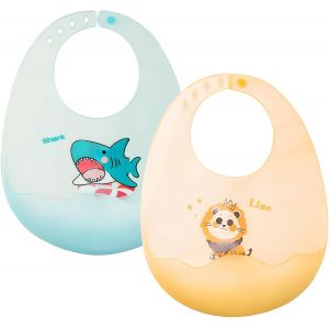 Kalanka-Bavoir Silicone Bebe,Bavoir Elastique Maternelle,Lot De 2 Bavoirs &Eacute;tanches En Silicone,Bavoir B&eacute;b&eacute; En Silicone Imperm&eacute;able,Tour De Cou Ajustable,Pour B&eacute;b&eacute;s Et Jeunes Enfants,Tablier Bebe Pour - Neuf