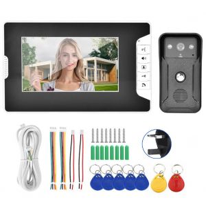 Sonnette de securite TFT 7 pouces avec vision nocturne et carte d'identite, interphone video, camera, prise 100-240 V, prise UK - Neuf