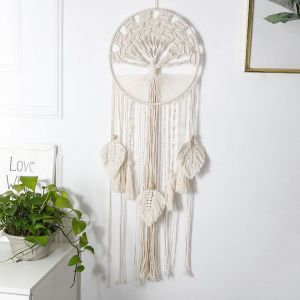 Attrape-rêves de l'Arbre de la vie, du macramé murales, des gros, des attrape-rêves tissés à la bohème, la maison, la chambre, la pépinière, la décoration de mariage (plume) - Neuf