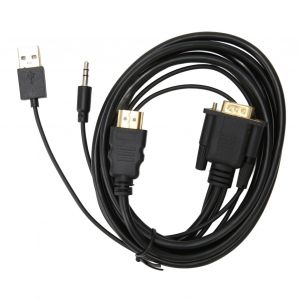 adaptateur d'interface multimedia VGa vers HD, cable convertisseur video 1080p avec son et alimentation pour ecran d'ordinateur portable 1,8 m - Neuf