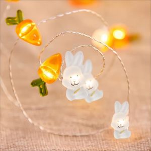 Trahoo-20 Led Guirlande Lumineuse Lapins Et Carottes, 2 M Guirlande Lumineuse De P&acirc;ques, Lumi&egrave;res De P&acirc;ques Led, Alimentation Par Piles Pour L&iquest;Int&eacute;rieur Et L&iquest;Ext&eacute;rieur - Neuf