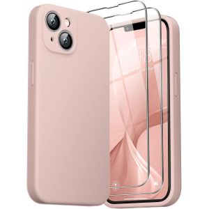 3 en 1 Coque Silicone Liquide pour iPhone 14 6.1"" - avec 2 Verre Tremp&iquest;&iquest; - ?tui Protection Pr&iquest;&iquest;cise de Cam&iquest;&iquest;ra [R&iquest;&iquest;sistant aux Rayures] [Antid&iquest;&iquest;rapant] pour iPhone 14 2022, Rose - Neuf