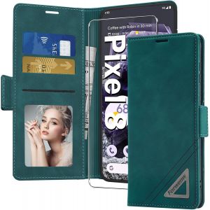 MEVRONISSHOP-Coque pour Google Pixel 8 - Housse Cuir Magn&eacute;tique Premium Flip Portefeuille avec Emplacement Carte et Fermoir - Etui Antichoc en Cuir (Vert 1) - Neuf