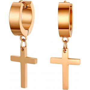 Kal-Acier Inoxydable Clou D'oreille Boucle D'oreille Clou D'oreille Argent Noir Doré Ronde Croix Pendentif Rétro Homme Femme - Neuf